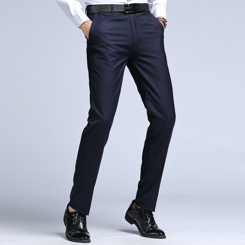 Pantalon de jambe droite polyvalent couleur solide pour hommes