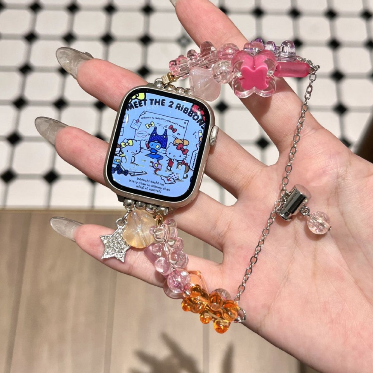 Bande de montres en perles d'ours gommy colorée compatible avec IWatch Series Soft Silicone