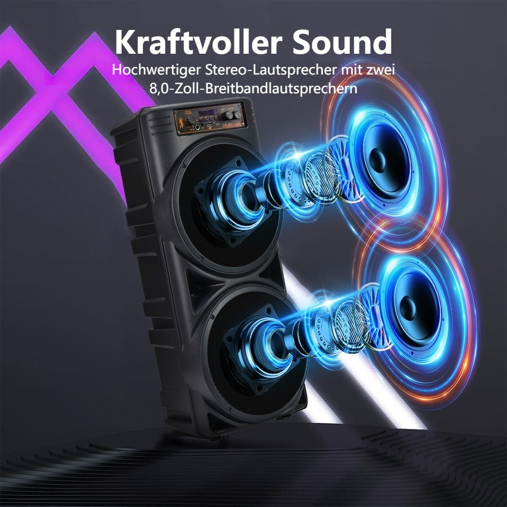 Large haut-parleur Bluetooth sans fil et boîte à musique avec microphone