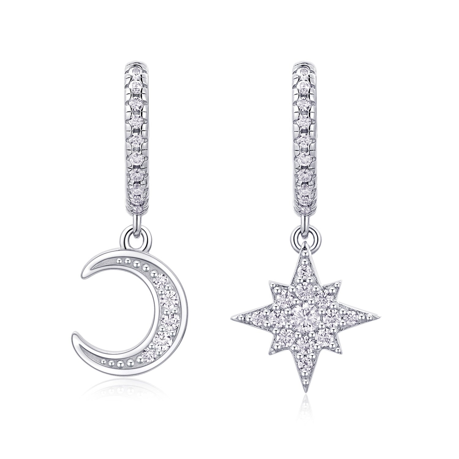 S925 Boucles d'oreilles en argent sterling et en huggie lune