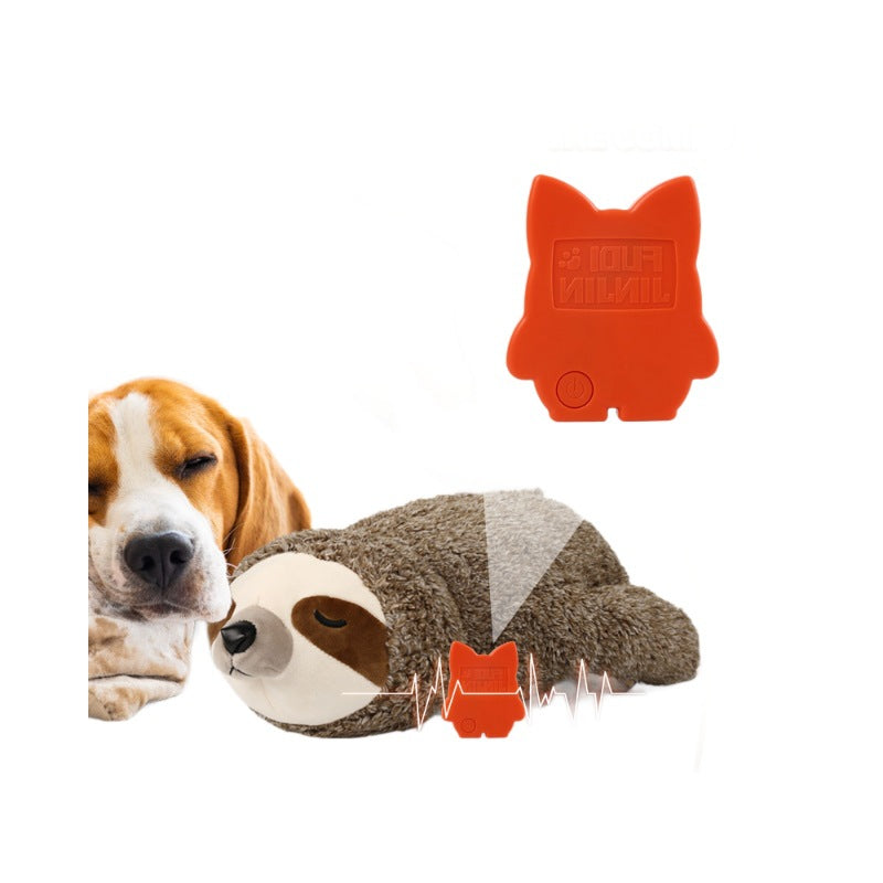 Jouet d'entraînement interactif en peluche apaisant pour animaux de compagnie avec dispositif de battement de coeur