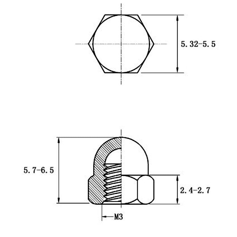 Cap intégré Sémicercle balle écrou bouchon vis