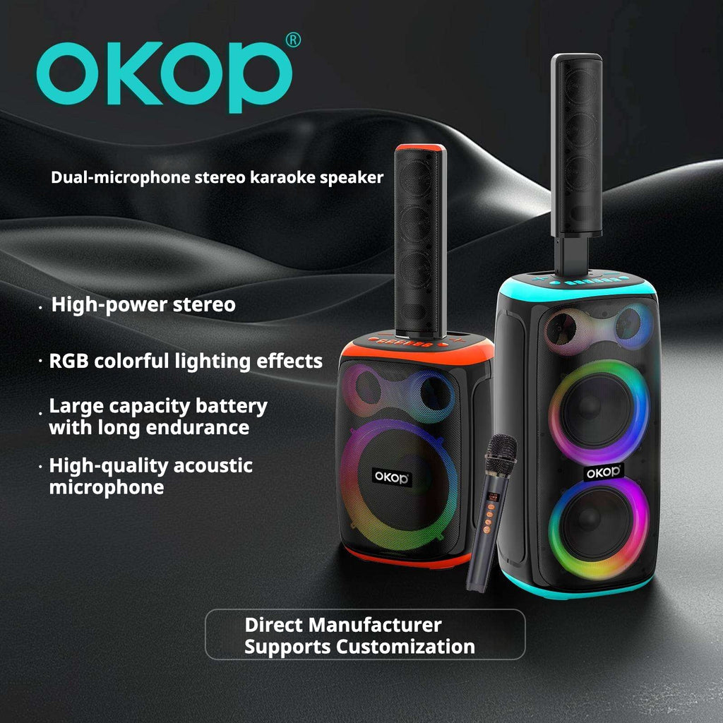KP-8008 Haut-parleur Bluetooth sans fil 120W Haut-parleur double microphone haute puissance Karaoké Portable Outdoo