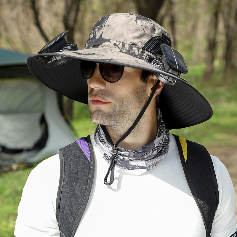 Solar Fan Cap Pêche d'alpinisme extérieur