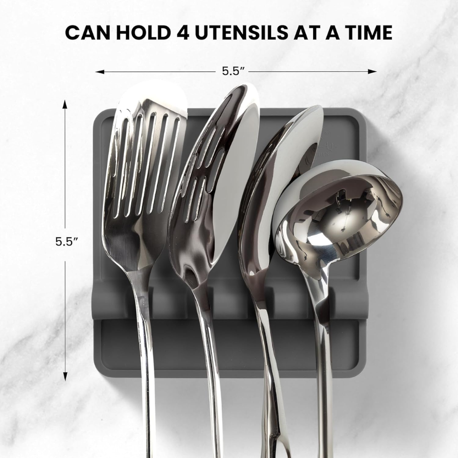 Zulay Kitchen Multi-Utensile Silicone Spoon Repos - Stovetop résistant à la chaleur Porte-rembourrage