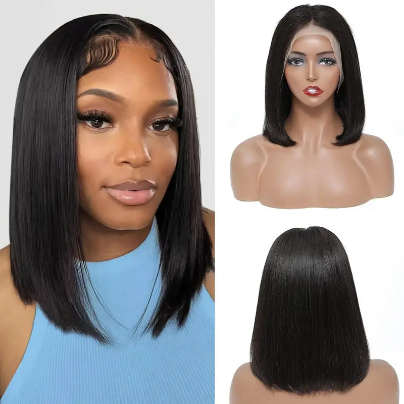 Short Bob Perruque devant Dentelle Amazon Bobhaircut Noir Court cheveux droits Perruque pleine tête