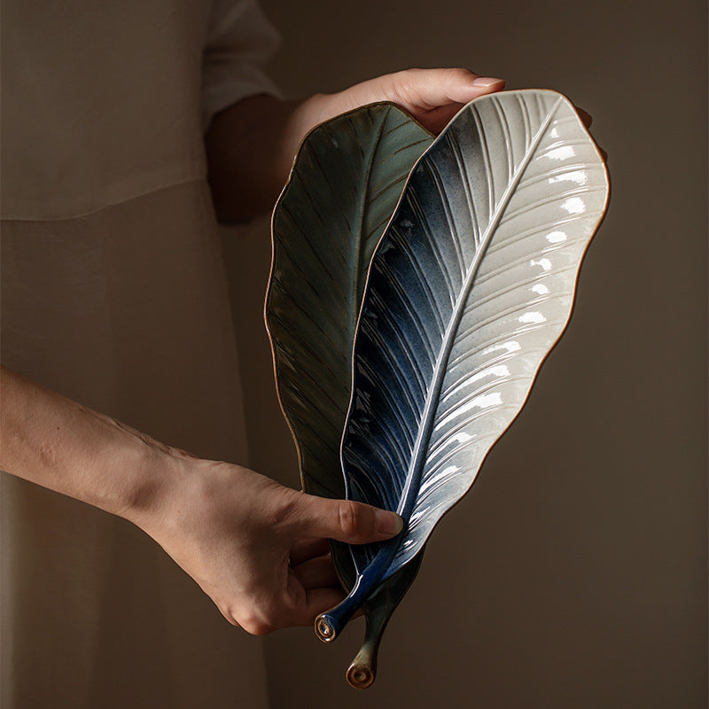 Style japonais Retro Kiln Transformé feuille plaque de sushi en céramique