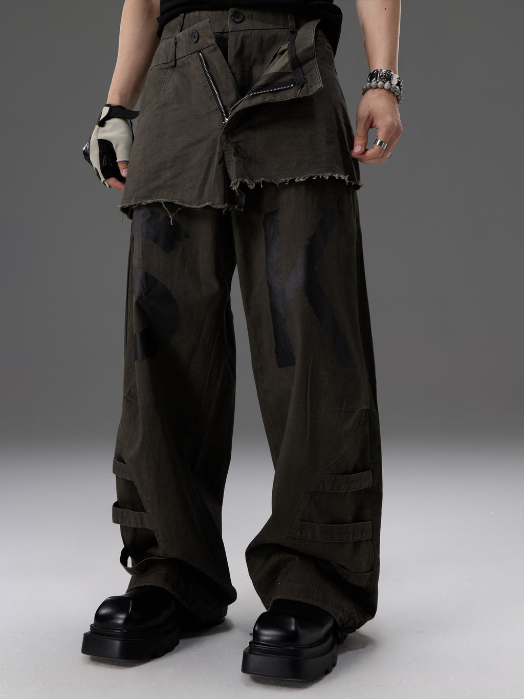 Mock-deux-pièces Design Straight-leg Vêtements de travail Pantalons