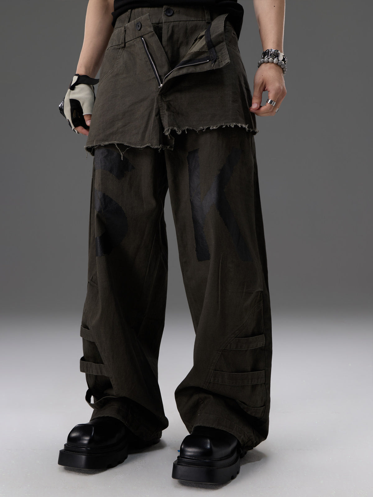 Mock-deux-pièces Design Straight-leg Vêtements de travail Pantalons