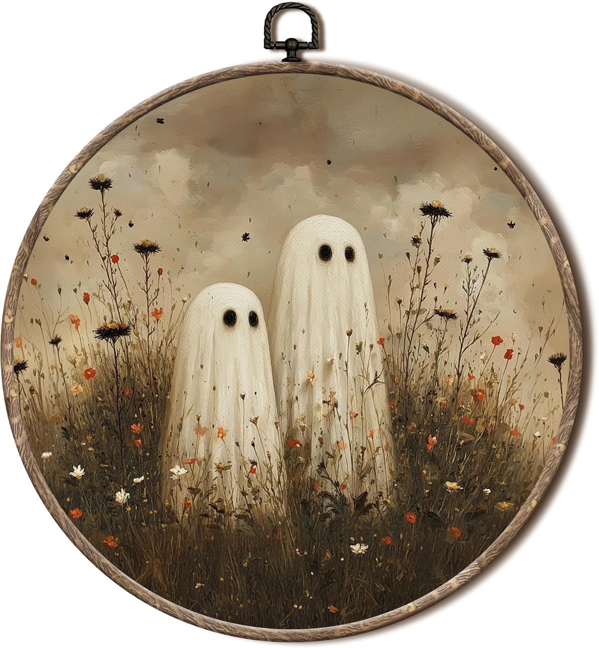 Vieux Halloween Ghost Round Wall Art