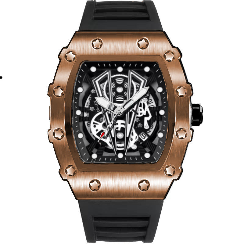 Montre Quartz en forme de barillet pour hommes Casual Sport