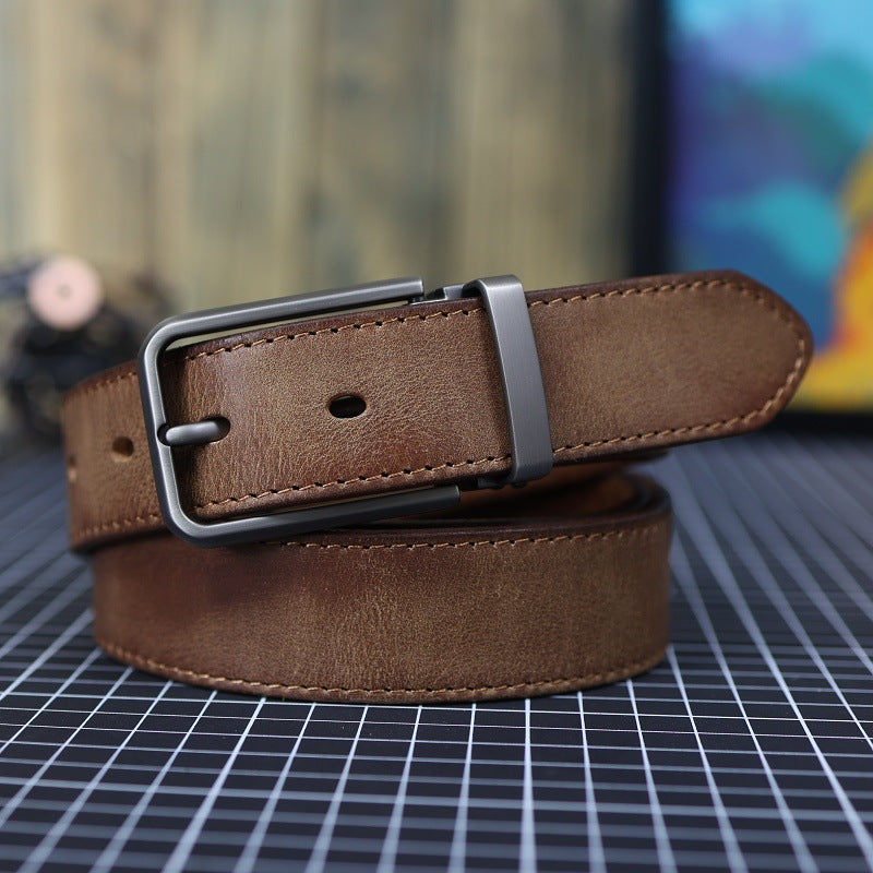 Ceinture vintage en cuir véritable pour homme avec boucle d'épingle