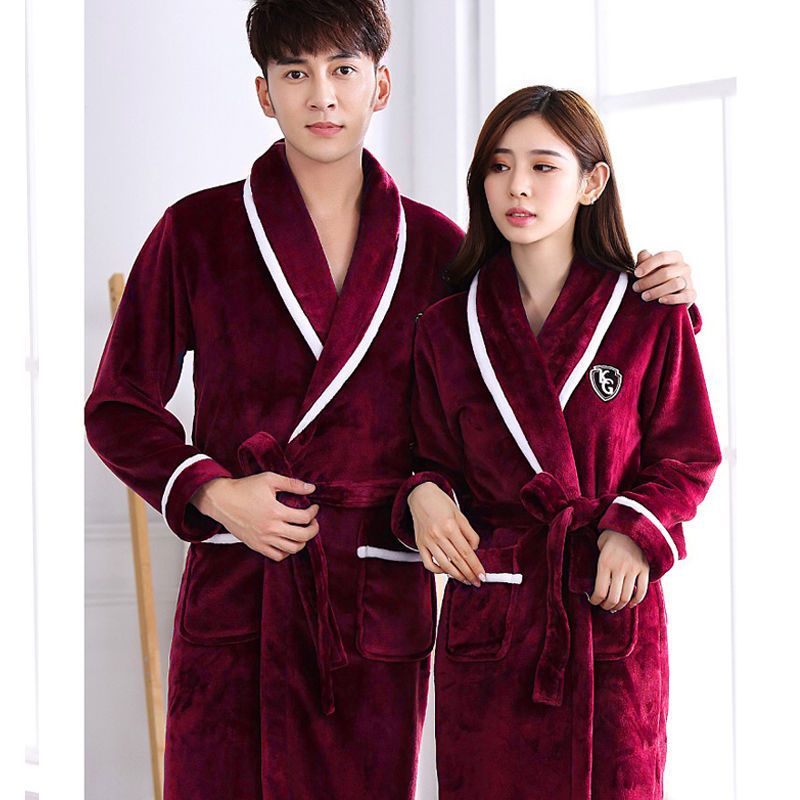 Flanelle Épaisseur longue section peignoir hommes