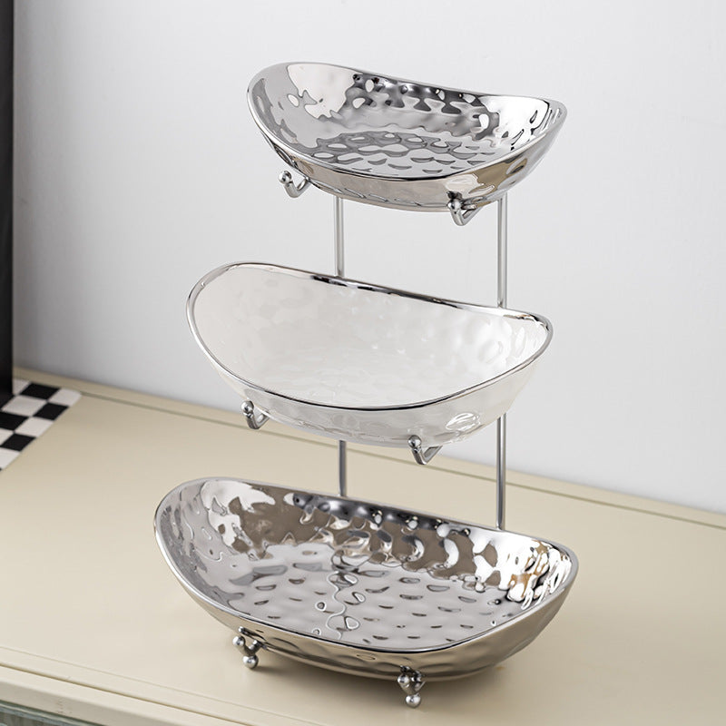 Rangement de la plaque de snack multicouche de style de luxe abordable