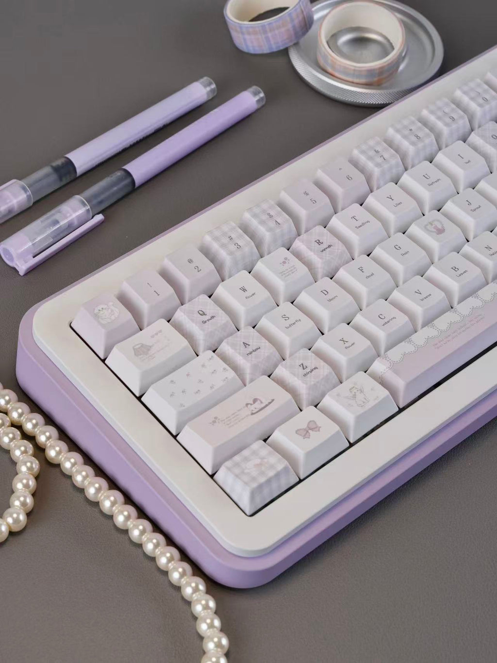 Meow Meow Hymn Keycaps dans les protéines violet et lavandelegant