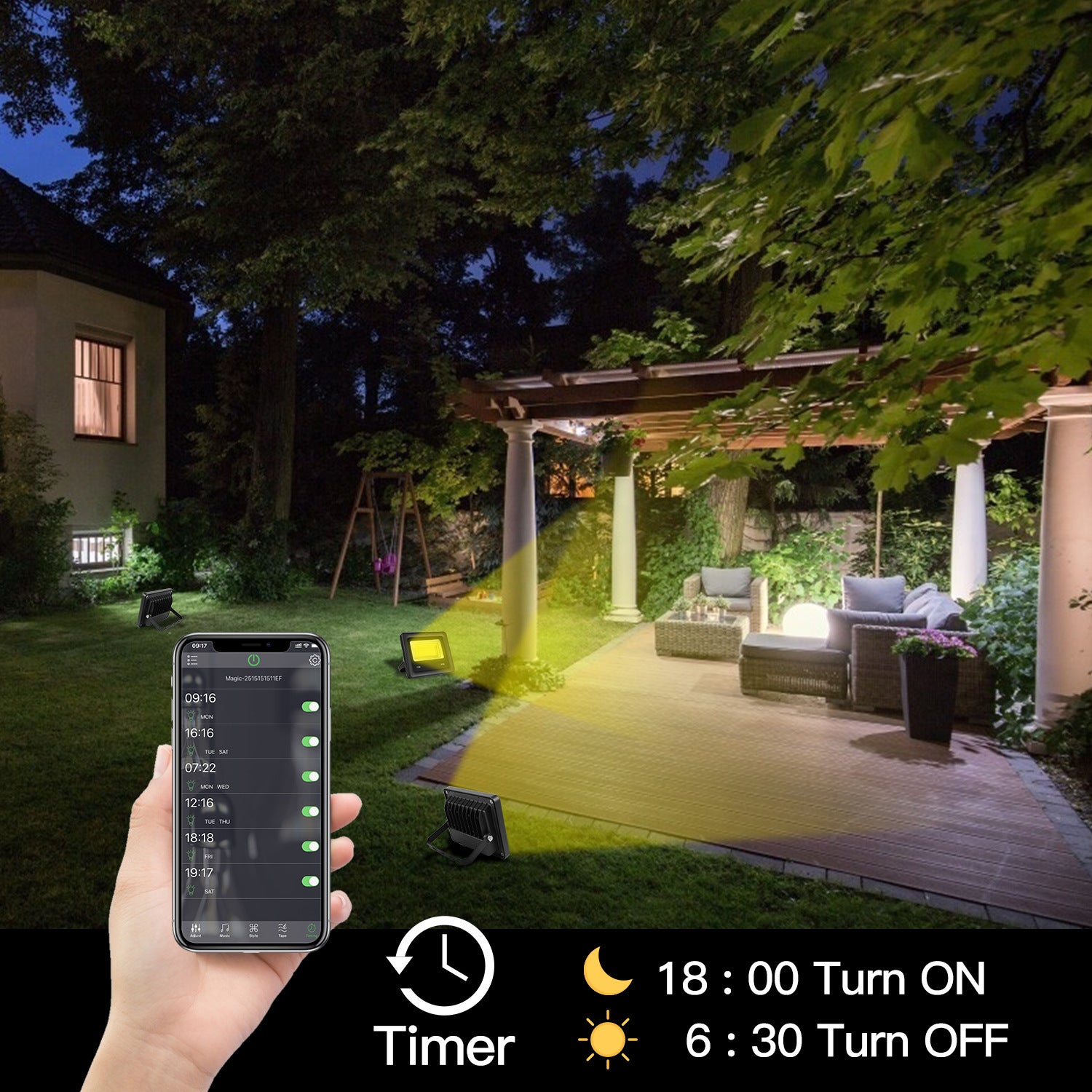 20W Rgb Bluetooth Dual Color Intelligent de la voix Timing Light Outdoor