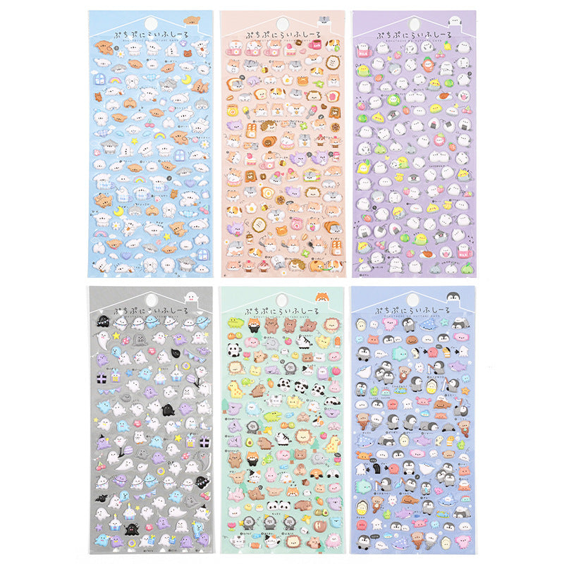 Caricature animal Mousse Particules Bubble Dstereo Phone Case Bricolage Sticker décoratif