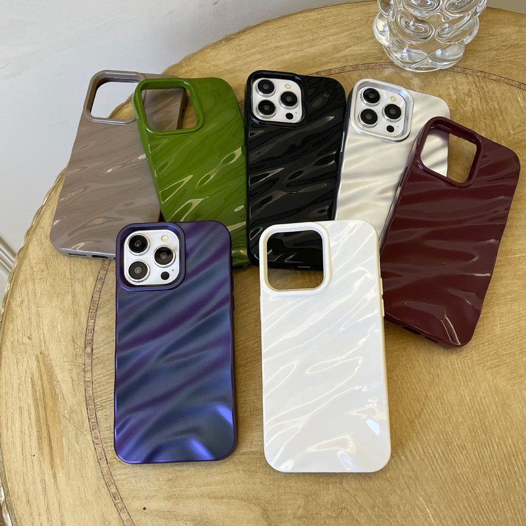 Housse de téléphone plissée de couleur solide anti-chute