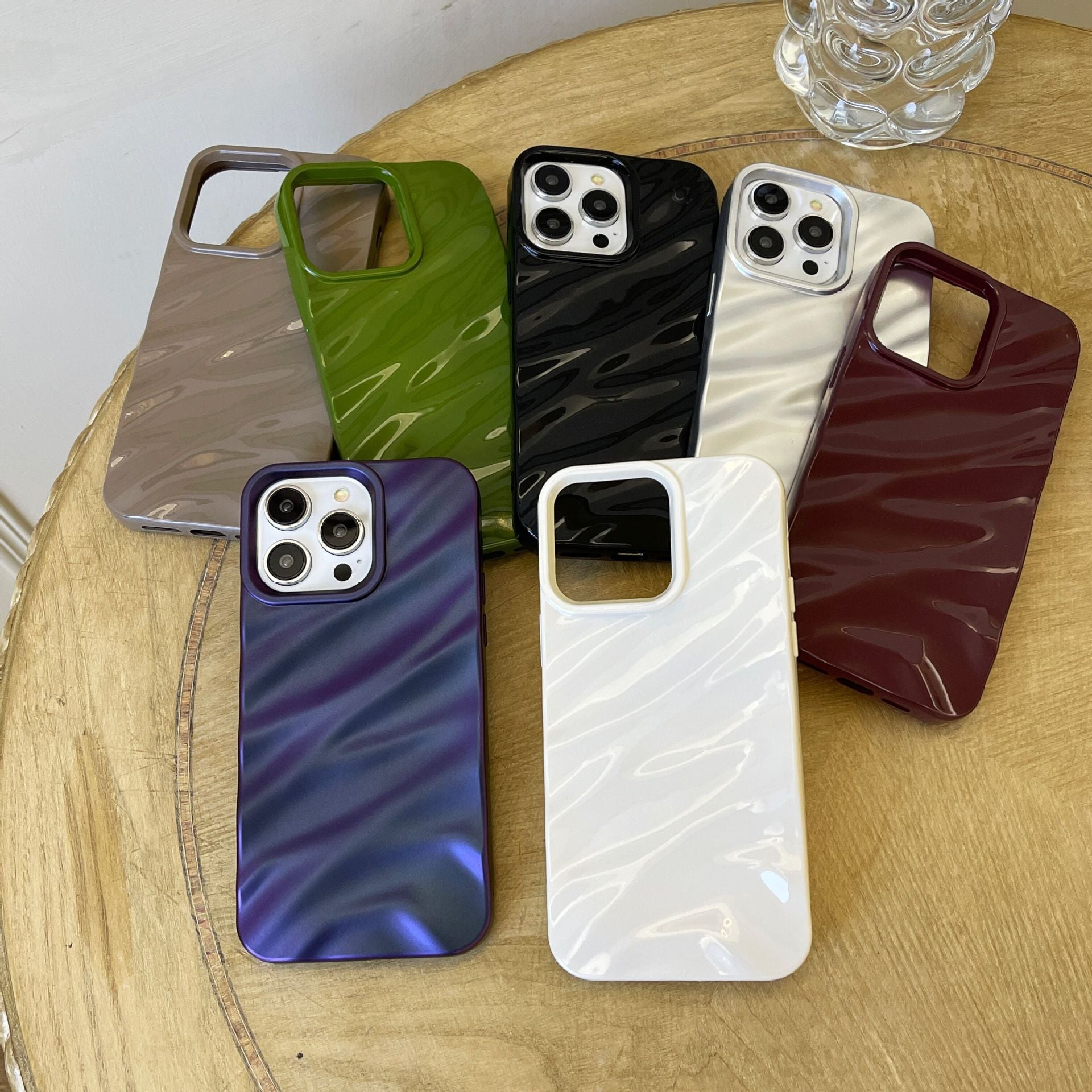 Housse de téléphone plissée de couleur solide anti-chute