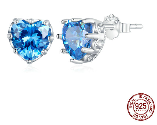 S925 Argent Sterling Décembre Love Boucles d'oreilles en pierre de naissance