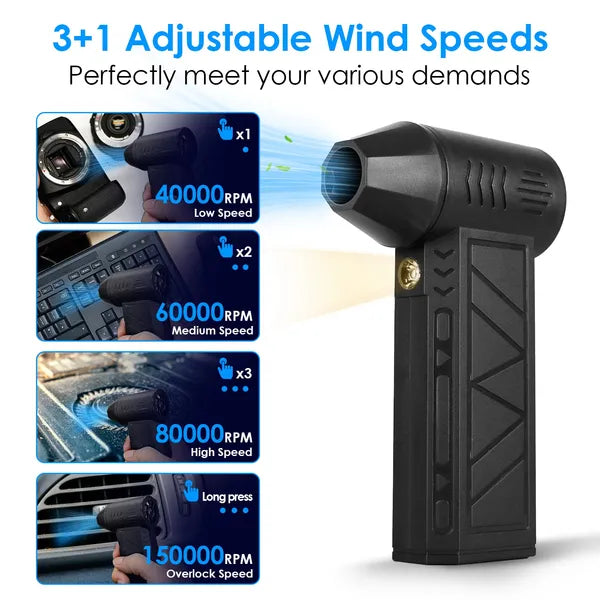 Duster d'air comprimé avec lumière LED jusqu'à 150000RPM vitesse pour PC nettoyage de clavier haute S