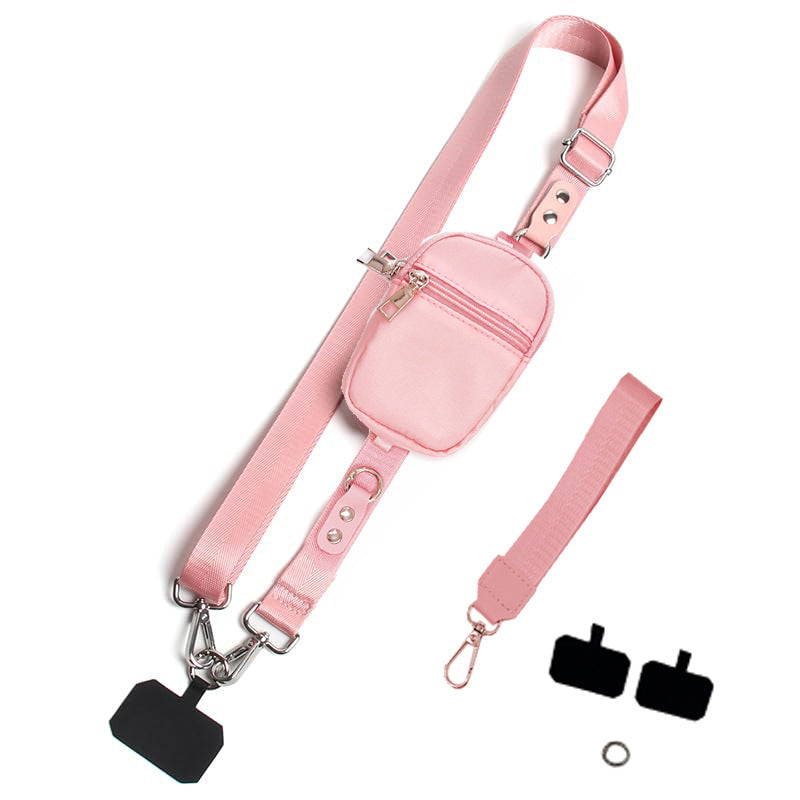 Twill Glossy Ribbon Phone Lanyard Bracelet de poignet amovible avec une petite poche de monnaie