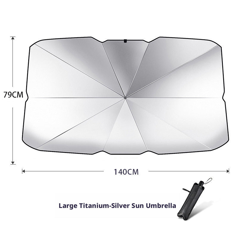 Parapluie en titane d'argent de voiture Sunvisor-Large-140 * 79cm-1 pack