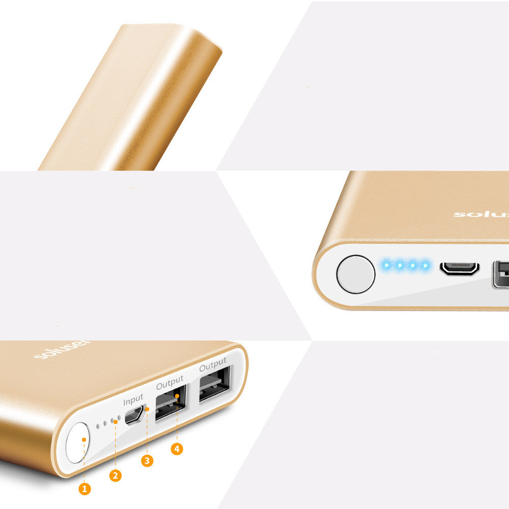 Banque de puissance 12000mAh Banque de puissance en alliage d'aluminium ultra-mince