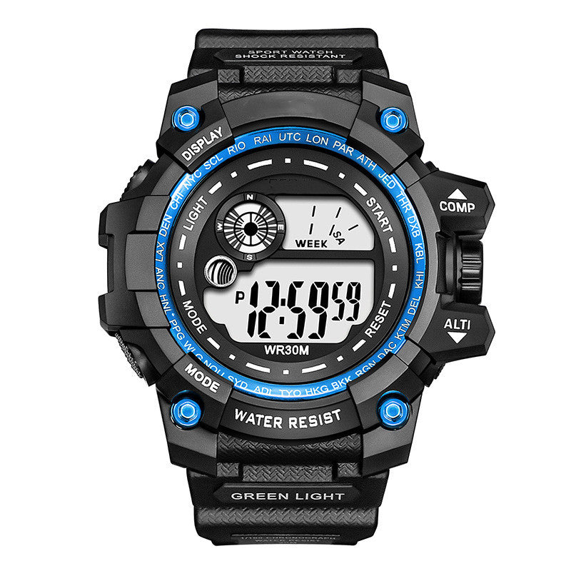 Montre électronique à affichage numérique lumineux étanche pour hommes et femmes