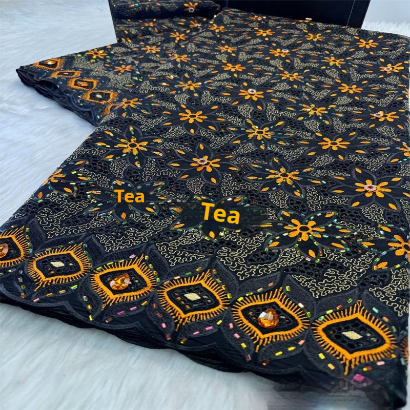 Tissu de dentelle florale africaine tout coton