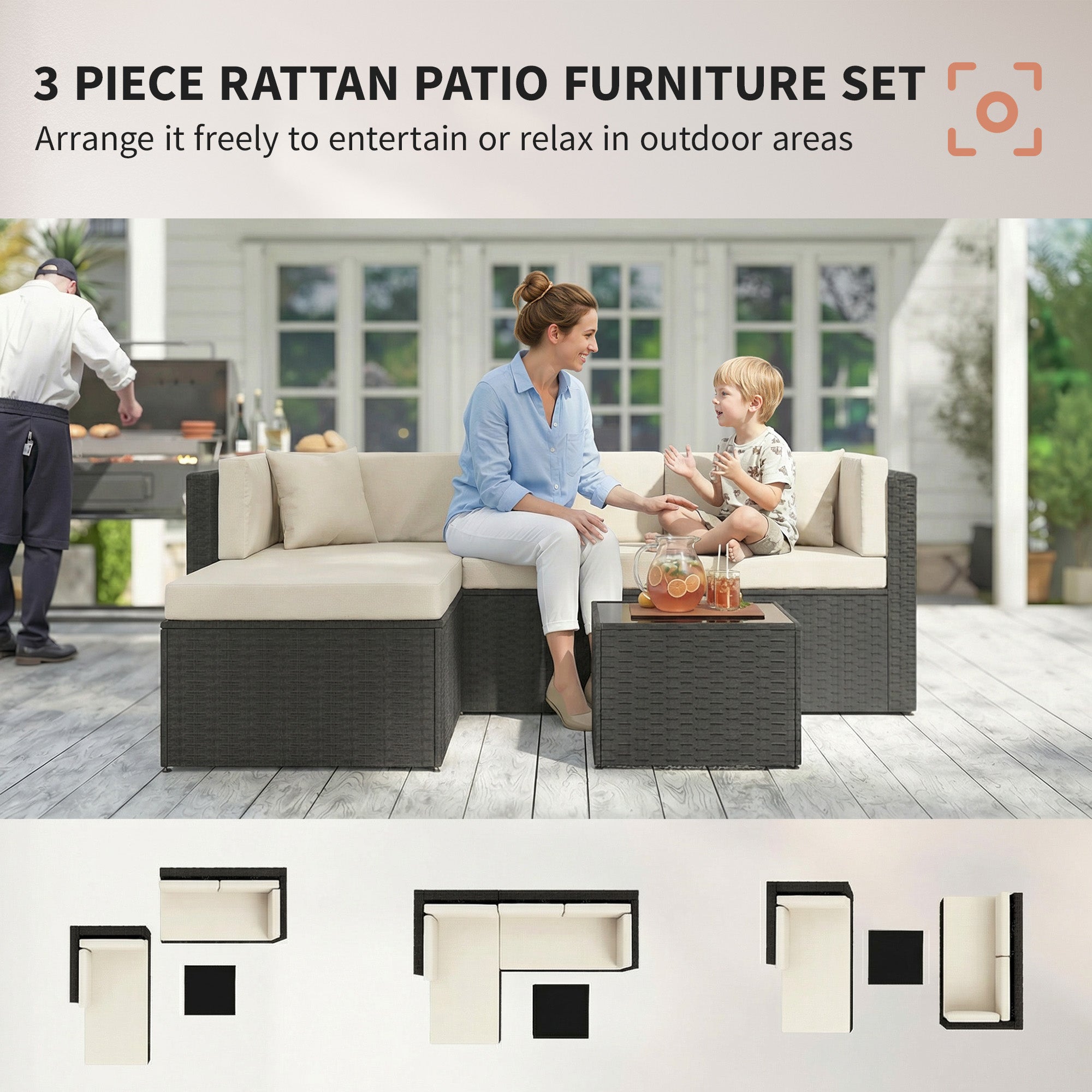 Ensemble de meubles patio 3 pièces