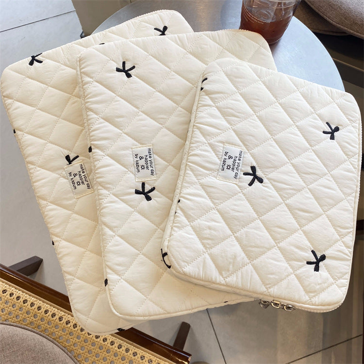 Mignon Rhombus Brodé Bow Notebook Sac de stockage