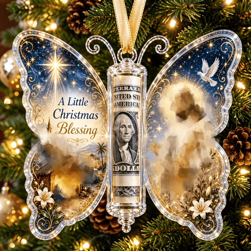 Ornement cadeau en espèces de Noël papillon