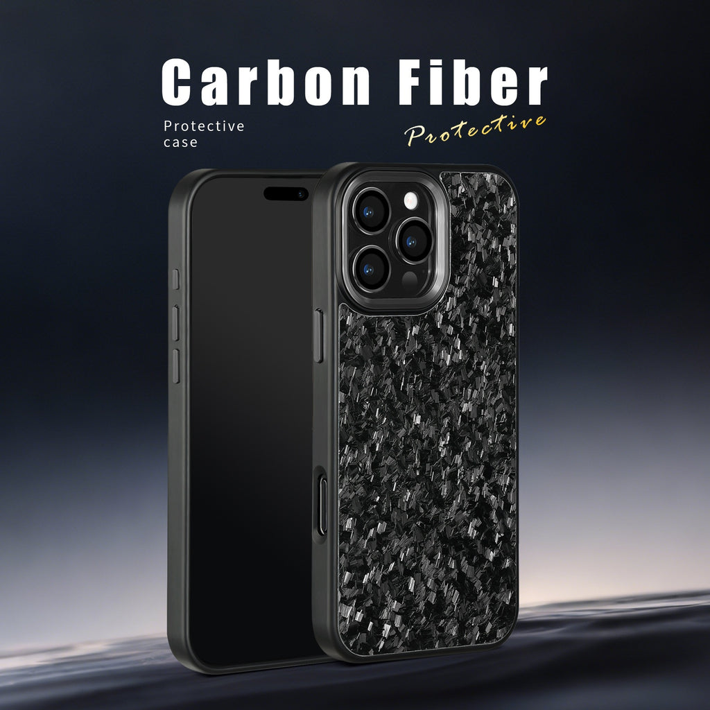 Boîtier de téléphone en métal noir forgé fibre de carbone