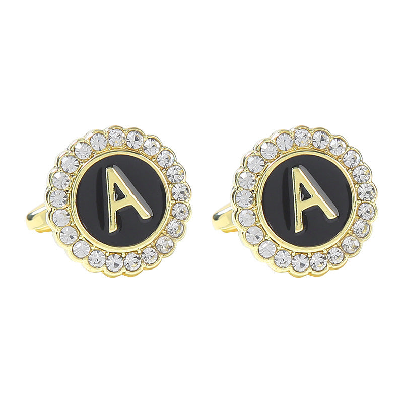 Rond Diamant French Cufflinks 26 lettres pour hommes