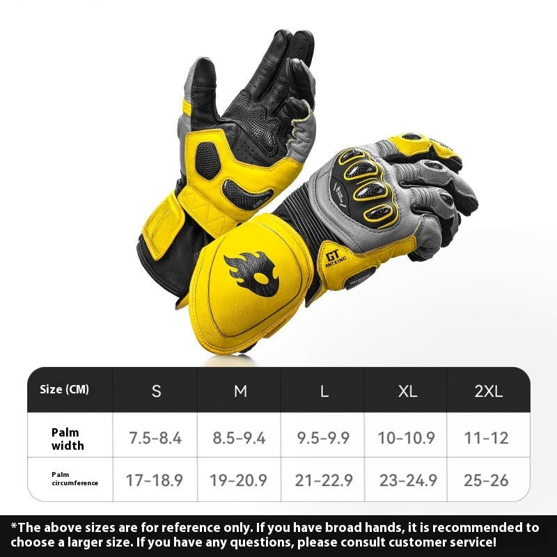 Gants en fibre de carbone longue piste de moto