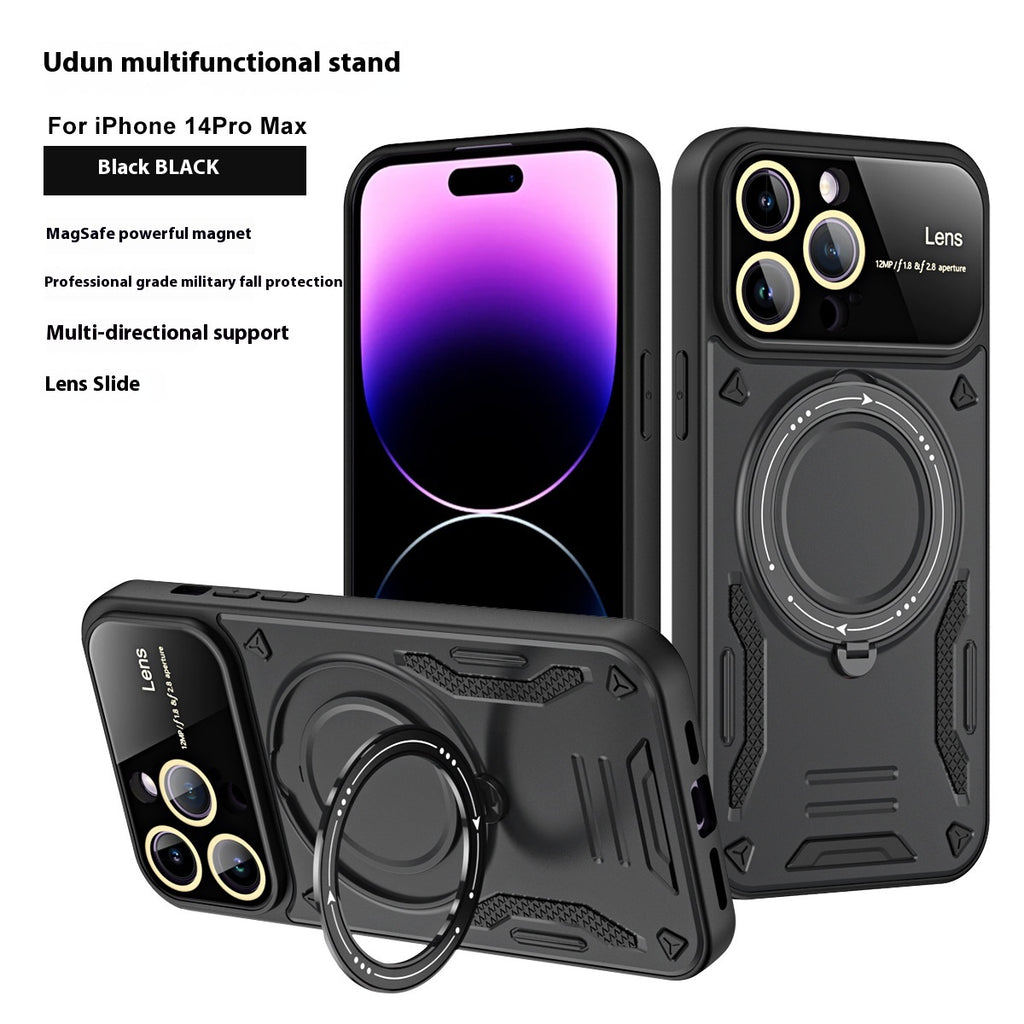 Multifonctionnel Large Fenêtre Magnetic Bracket Phone Case