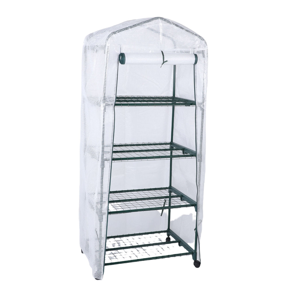 Greenhouse with PE Cover 360° Roues rotatives Zippered Door Frost Proof 4 Tier Petite usine