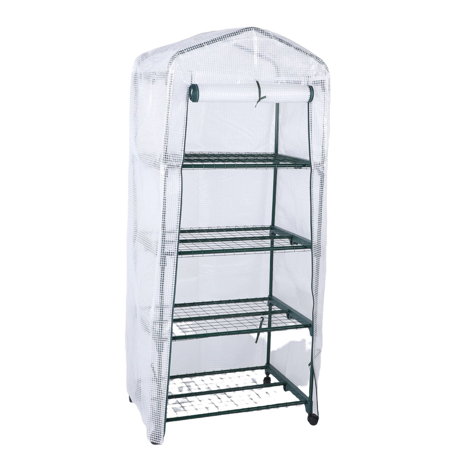 Greenhouse with PE Cover 360° Roues rotatives Zippered Door Frost Proof 4 Tier Petite usine