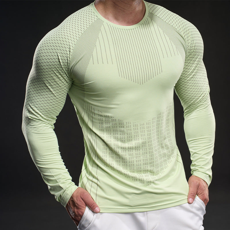 T-shirt en soie glacée à manches longues pour hommes