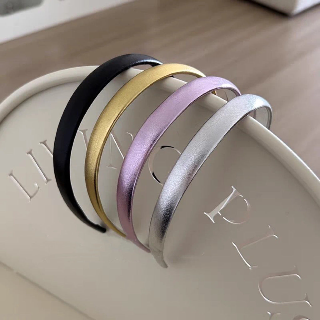 Silver Shiny Thin Surface Hair Hoop for Women