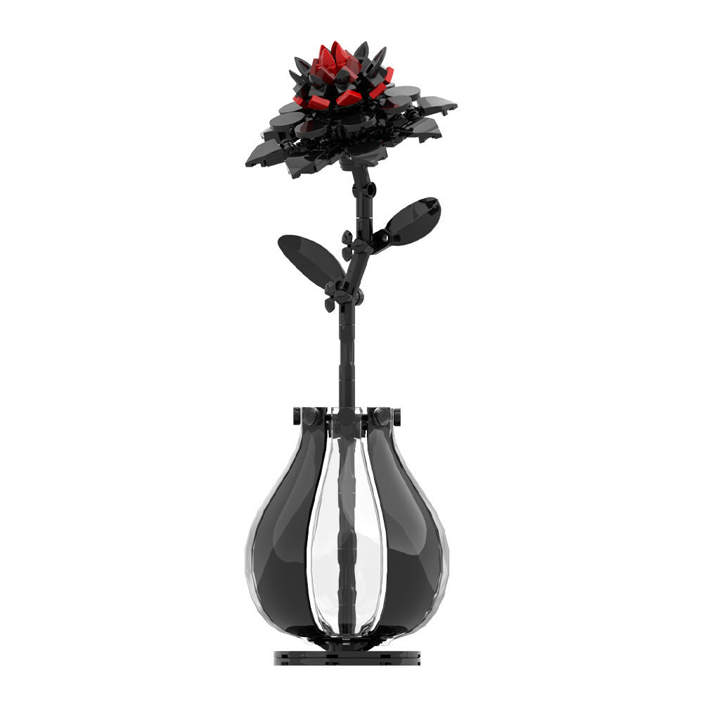 Red Dahlia Building Block Toy Creative Flower Table Décoration