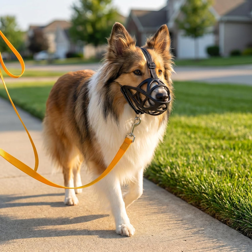 Basket respirant Muselière de chien pour grandes races Masque réglable avec paillettes réfléchissantes Autoriser