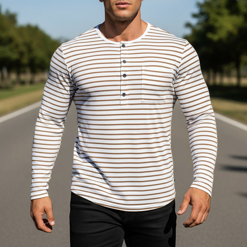 T-shirt rayé à manches longues pour hommes