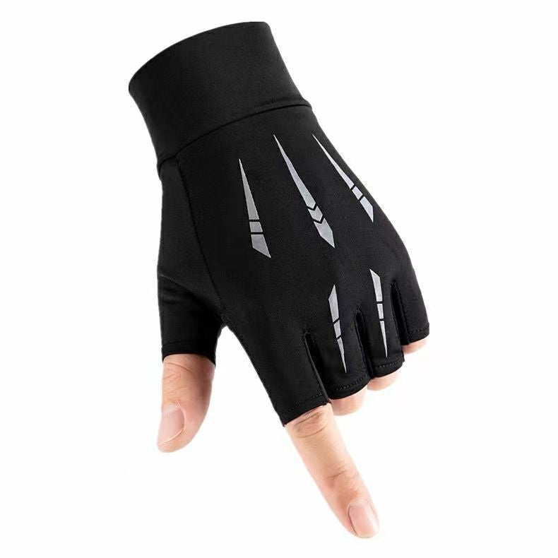 Sports de plein air d'été Gants demi-doigts faits de soie glacée avec une poignée antidérapante