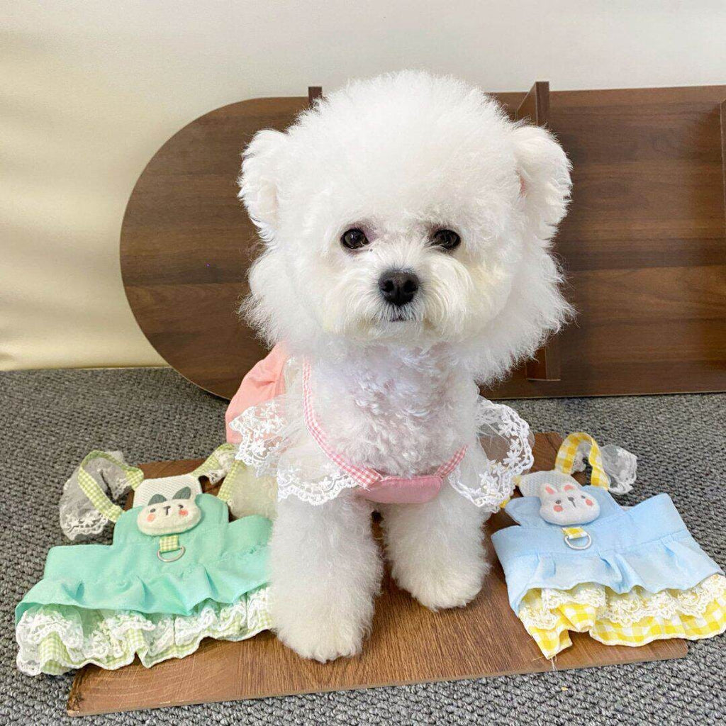 Vêtements pour animaux de compagnie avec attache en laisse Mignon et robe de sangle florale de style princesse douce