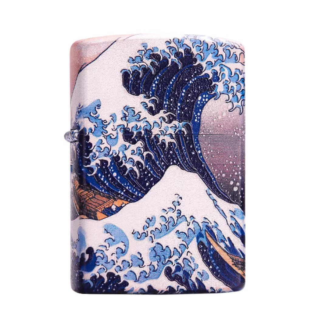 Kanagawa Surf Color Lacquer Interior Lighter Dimension Time Sense Windproof Lighter