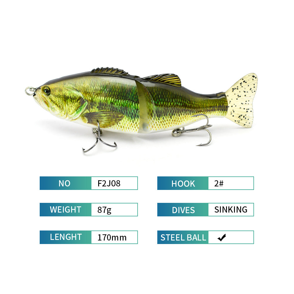 Poisson multi-sections Aile dure PVC Aile douce en forme de S Baignade Aile Lure
