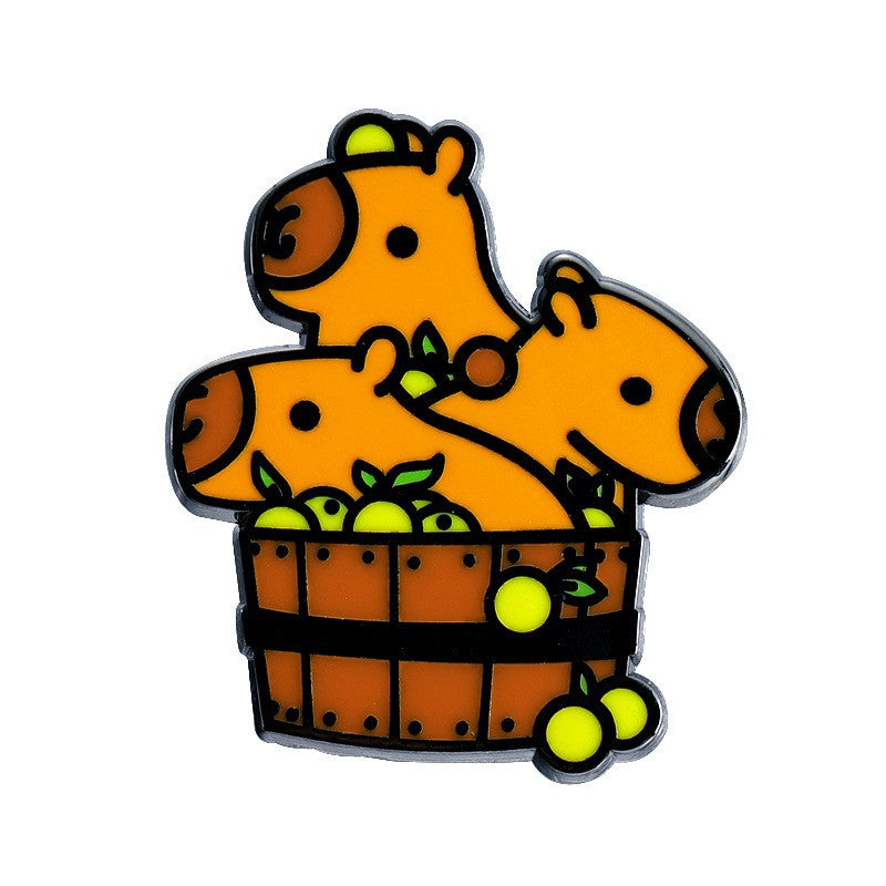 Broche d'insigne de peinture de style animal Capybara