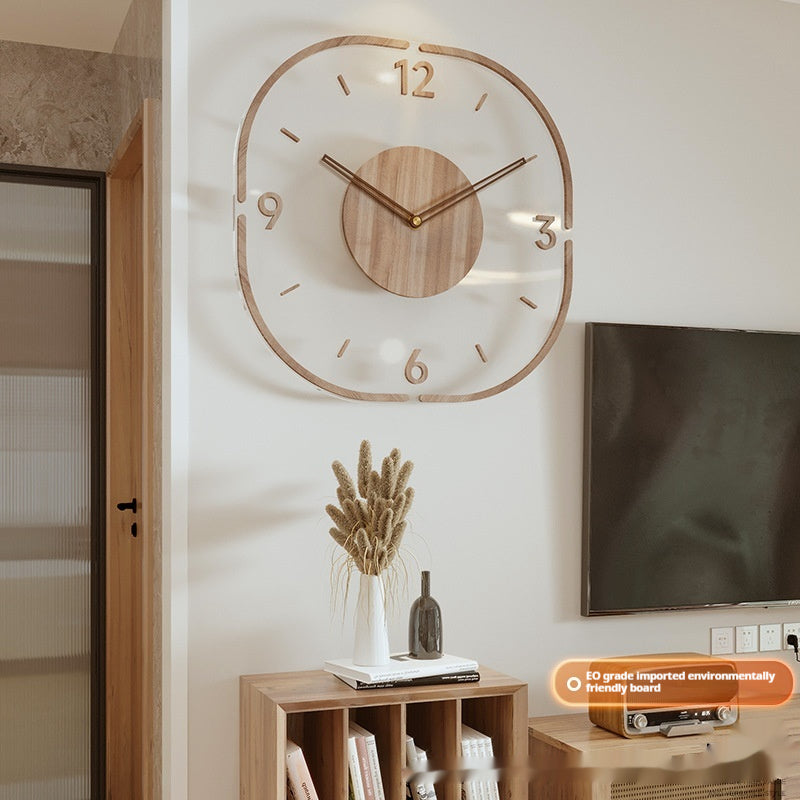 Horloge murale en bois transparent créatif